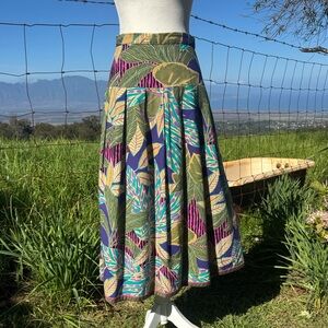 Vintage Retro 80s California girl by Dorothy Samuel Tropical Pleated Aline Skirt